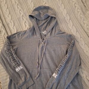 Victoria's Secret Pink Gray Pullover Hoodie Size Large